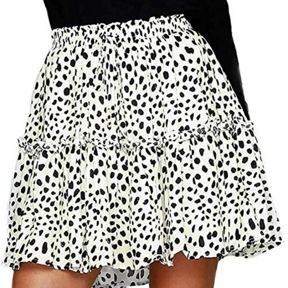 Cute High Waist Ruffle Skirt Floral Print Swing Be - Picture 3 of 5